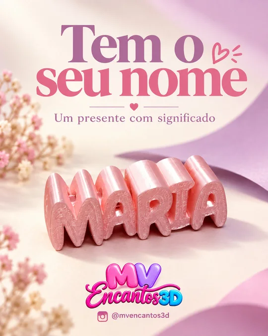 Nome personalizado — peça real da MV Encantos 3D